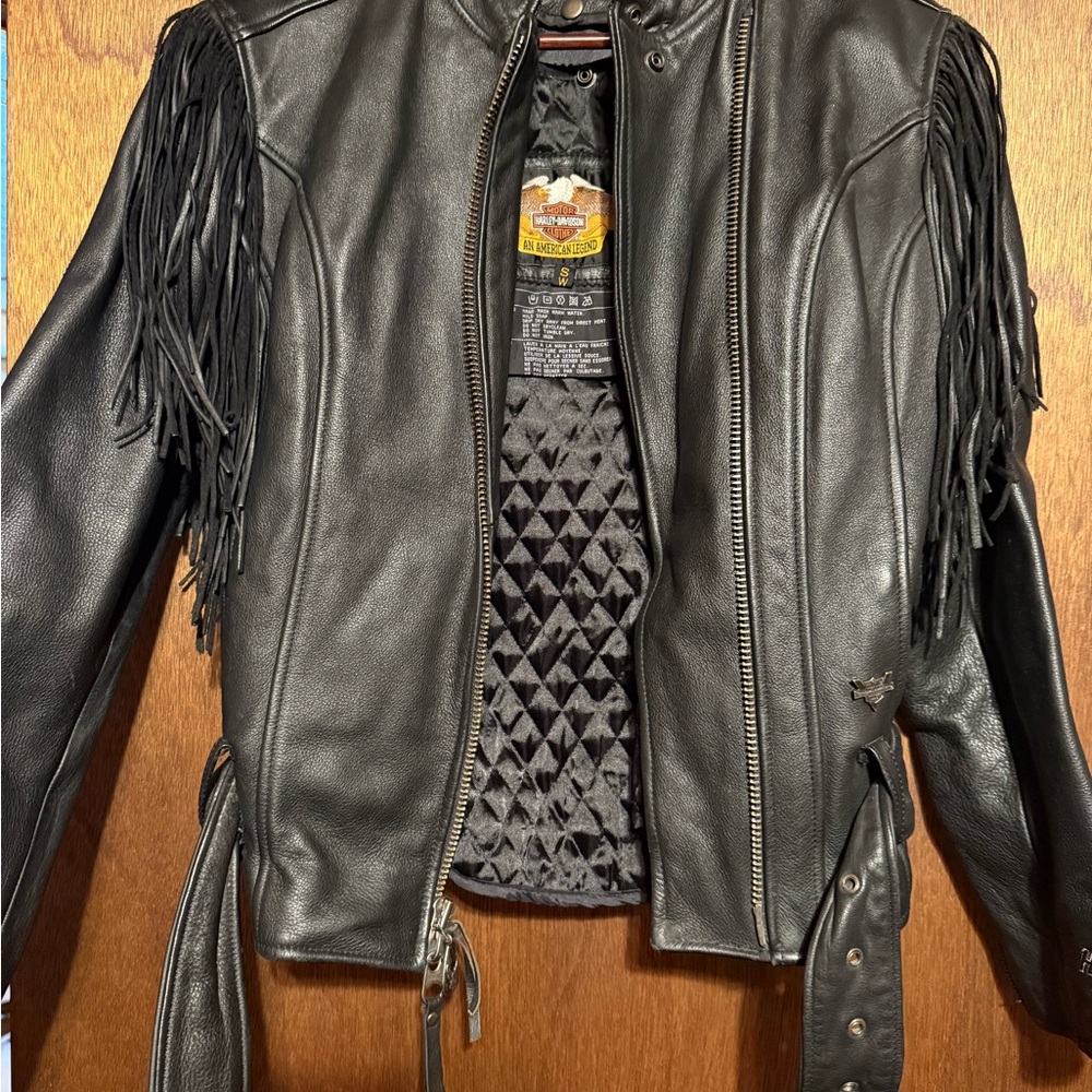Harley-Davidson Black Leather Fringe Jacket - Picture 3 of 7